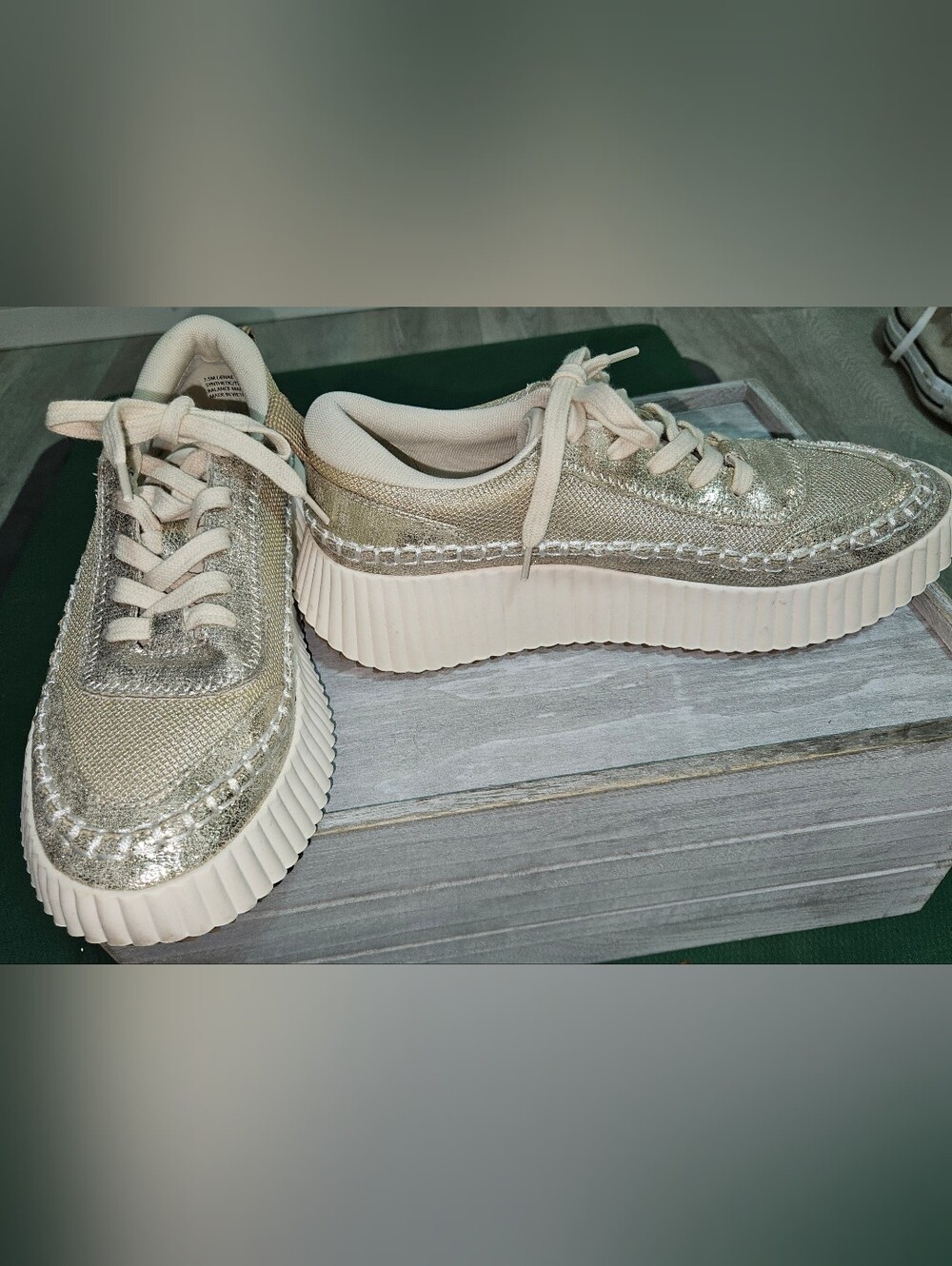 Dolce Vita Metallic Champagne Platform Lace-Up Sneakers